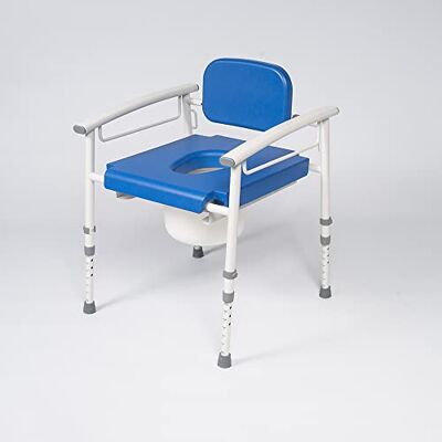 NRS Nuvo Petite Paediatric Children's Height & Width Adjustable Commode with Padded Seat and Backrest, White and Blue NRS Nuvo Petite Paediatric Children's Height & Width Adjustable Commode with Padded Seat and Backrest, White and Blue