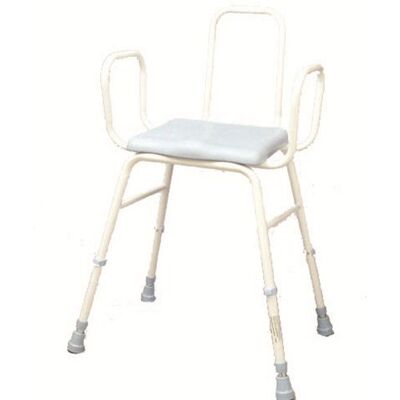 NRS Healthcare Polyurethane Perching Stool with Armrests and Backrest NRS Healthcare Polyurethane Perching Stool with Armrests and Backrest