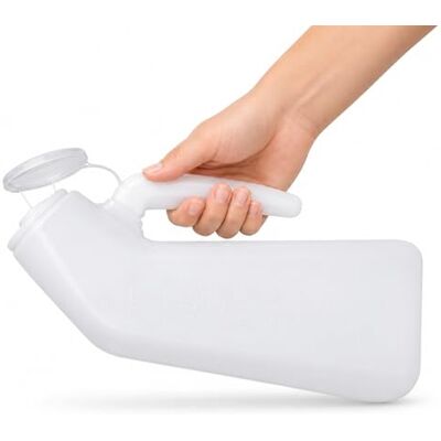 BURAKH 1000ml Male Urinal Bottle with Clear Lid, Leak-Resistant Portable Urine Container for Bedside, Travel, Elderly & Medical Use (1000ml) BURAKH 1000ml Male Urinal Bottle with Clear Lid, Leak-Resistant Portable Urine Container for Bedside, Travel, Elderly & Medical Use (1000ml)
