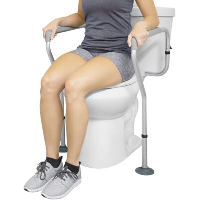 Vive Toilet Rail- Bathroom Safety Frame for Elderly, Handicap and Disabled Toilet Safety Handrail Grab Bar Adjustable Height Vive Toilet Rail- Bathroom Safety Frame for Elderly, Handicap and Disabled Toilet Safety Handrail Grab Bar Adjustable Height