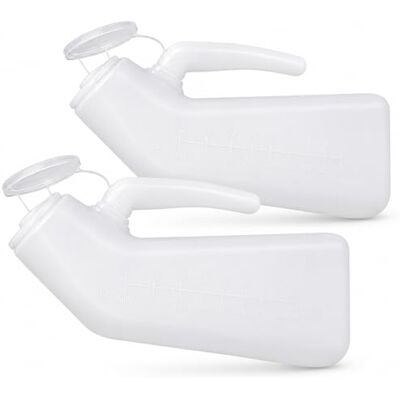 BURAKH Unisex & Male Urinal Bottle 1L with Lid, Funnel or Adaptor, Portable Reusable Urine Container for Men Women Elderly Patients, Travel, Camping, Car, Bedside, Hospital (Male 1L Pack of 2) BURAKH Unisex & Male Urinal Bottle 1L with Lid, Funnel or Adaptor, Portable Reusable Urine Container for Men Women Elderly Patients, Travel, Camping, Car, Bedside, Hospital (Male 1L Pack of 2)
