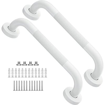 Munzong 12 Inch Anti Slip Shower Grab Bar Oil Rubbed White, Bathroom Grab Bar, Knurled Bathroom Balance Bar,Safety Hand Rail Support Handicap Elderly Injury Senior Assist Bath Handle Munzong 12 Inch Anti Slip Shower Grab Bar Oil Rubbed White, Bathroom Grab Bar, Knurled Bathroom Balance Bar,Safety Hand Rail Support Handicap Elderly Injury Senior Assist Bath Handle
