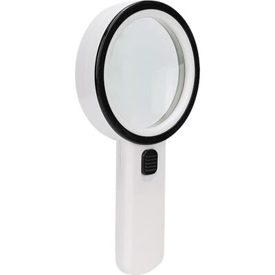 Electraline 58066 Illuminated Magnifying Glass with 12 Integrated LEDs, Lumens, 30 x Zoom, White Electraline 58066 Illuminated Magnifying Glass with 12 Integrated LEDs, Lumens, 30 x Zoom, White