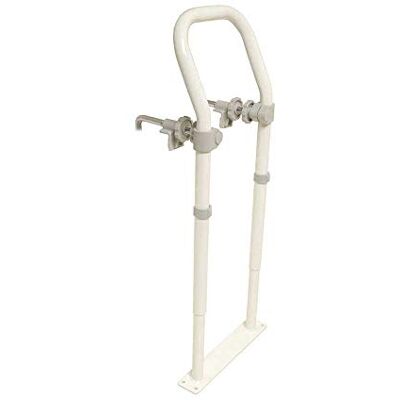 NRS Healthcare NRS Swedish Bath Rail White, Height Adjustable assists to get in & out of bath. Fixes to bath with rubber-lined clamps & base plate attaches to floor. Handle adjusts 62.5- 83cm (24.5 32.5"). White NRS Healthcare NRS Swedish Bath Rail White, Height Adjustable assists to get in & out of bath. Fixes to bath with rubber-lined clamps & base plate attaches to floor. Handle adjusts 62.5- 83cm (24.5 32.5"). White