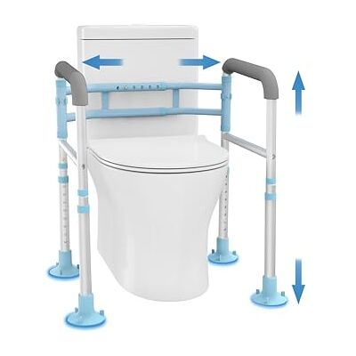 DELOG Toilet Safety Rail 300lb Adjustable Width & Height Fit Any Toilet, Medical Toilet Frame for Elderly Handicap Disabled (Blue 1) DELOG Toilet Safety Rail 300lb Adjustable Width & Height Fit Any Toilet, Medical Toilet Frame for Elderly Handicap Disabled (Blue 1)