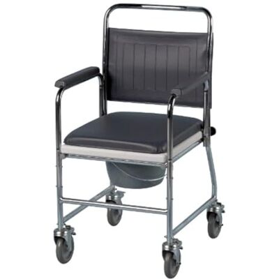 Patterson Medical Homecraft Chrome Plated Steel Wheeled Commode Chair Patterson Medical Homecraft Chrome Plated Steel Wheeled Commode Chair