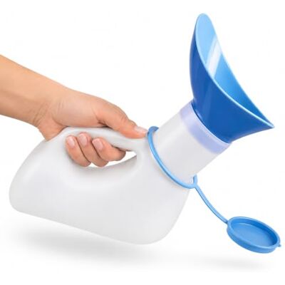 SORAHIGH Unisex Urinal Bottle 1000ml with Adaptor and Snap Lid, Portable Reusable Urine Container with Measurement Scale for Men and Women, Bedside Home Care and Travel Use SORAHIGH Unisex Urinal Bottle 1000ml with Adaptor and Snap Lid, Portable Reusable Urine Container with Measurement Scale for Men and Women, Bedside Home Care and Travel Use