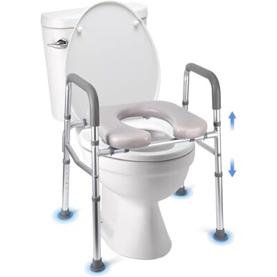 Aptliton Raised Toilet Seat, 350LB Stand Alone Homecare Commode Bathroom Assist Frame for Elderly, Handicapped, Disabled, Adjustable Height, Padded Seat Aptliton Raised Toilet Seat, 350LB Stand Alone Homecare Commode Bathroom Assist Frame for Elderly, Handicapped, Disabled, Adjustable Height, Padded Seat