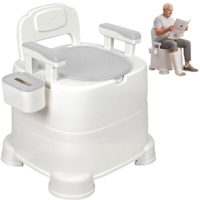 pofluany Portable Commode Toilet Chair for Adults, Folding Toilet Frame for Disabled and Elderly with Bucket, Carry Potty for Camping, Outdoor Chairs, Wheelchair Accessories, 220lbs Grey pofluany Portable Commode Toilet Chair for Adults, Folding Toilet Frame for Disabled and Elderly with Bucket, Carry Potty for Camping, Outdoor Chairs, Wheelchair Accessories, 220lbs Grey