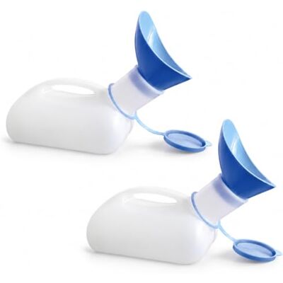 SORAHIGH Unisex Urinal Bottle 1000ml with Adaptor and Snap Lid, Portable Reusable Urine Container with Measurement Scale for Men and Women, Bedside Home Care and Travel Use (Pack of 2) SORAHIGH Unisex Urinal Bottle 1000ml with Adaptor and Snap Lid, Portable Reusable Urine Container with Measurement Scale for Men and Women, Bedside Home Care and Travel Use (Pack of 2)