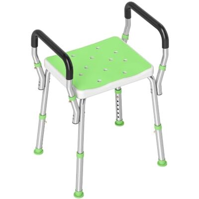 HOMCOM Portable Shower Stool Non-Slip Shower Chair for Elderly Green Adjustable Height, EVA Cushion, Rust-Free Aluminium Bath Chair, for Disabled HOMCOM Portable Shower Stool Non-Slip Shower Chair for Elderly Green Adjustable Height, EVA Cushion, Rust-Free Aluminium Bath Chair, for Disabled