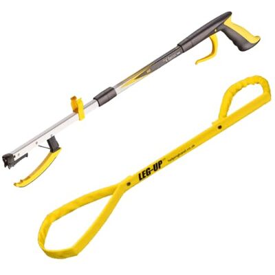 The Helping Hand Company Helping Hand Company 2 Piece Travel Kit, Classic PRO Folding Reacher Grabber 27”/68cm, Black Leg Lifter Mobility Aid Thigh Lifter, Car Kit for Elderly, Disabled, Limited Movement or Post Surgery The Helping Hand Company Helping Hand Company 2 Piece Travel Kit, Classic PRO Folding Reacher Grabber 27”/68cm, Black Leg Lifter Mobility Aid Thigh Lifter, Car Kit for Elderly, Disabled, Limited Movement or Post Surgery
