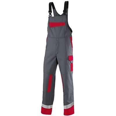 BP 1844-720-53 Bib & Brace, Stretch Braces And Pockets, 305,00 G/M², Reinforced Cotton, Dark Grey/Red, Size 34S BP 1844-720-53 Bib & Brace, Stretch Braces And Pockets, 305,00 G/M², Reinforced Cotton, Dark Grey/Red, Size 34S