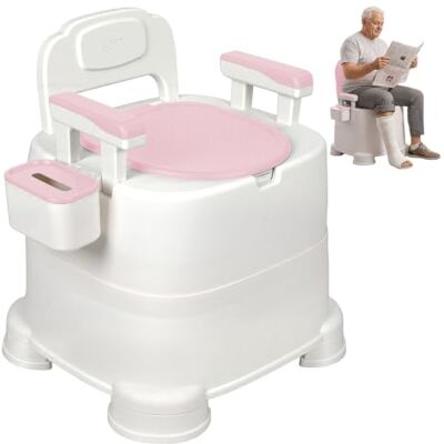 pofluany Portable Commode Toilet Chair for Adults, Folding Toilet Frame for Disabled and Elderly with Bucket, Carry Potty for Camping, Outdoor Chairs, Wheelchair Accessories, 220lbs Pink pofluany Portable Commode Toilet Chair for Adults, Folding Toilet Frame for Disabled and Elderly with Bucket, Carry Potty for Camping, Outdoor Chairs, Wheelchair Accessories, 220lbs Pink