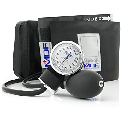 MDF Instruments , Calibra Aneroid Premium Professional Sphygmomanometer, Blood Pressure Monitor with Adult Cuff & Carrying Case, White Dial, Black Cuff, MDF808M11 MDF Instruments , Calibra Aneroid Premium Professional Sphygmomanometer, Blood Pressure Monitor with Adult Cuff & Carrying Case, White Dial, Black Cuff, MDF808M11