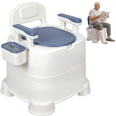 pofluany Portable Commode Toilet Chair for Adults, Folding Toilet Frame for Disabled and Elderly with Bucket, Carry Potty for Camping, Outdoor Chairs, Wheelchair Accessories, 220lbs Blue pofluany Portable Commode Toilet Chair for Adults, Folding Toilet Frame for Disabled and Elderly with Bucket, Carry Potty for Camping, Outdoor Chairs, Wheelchair Accessories, 220lbs Blue