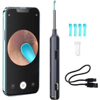 LANMOU Ear Wax Removal, Ear Cleaner with Camera and LED Light 12MP Wireless WiFi Otoscope, Ear Cleaning Tool with 4 Silicone Ear Spoons, Rechargeable Earwax Removal Tool Kit for Kid Adults (Black) LANMOU Ear Wax Removal, Ear Cleaner with Camera and LED Light 12MP Wireless WiFi Otoscope, Ear Cleaning Tool with 4 Silicone Ear Spoons, Rechargeable Earwax Removal Tool Kit for Kid Adults (Black)