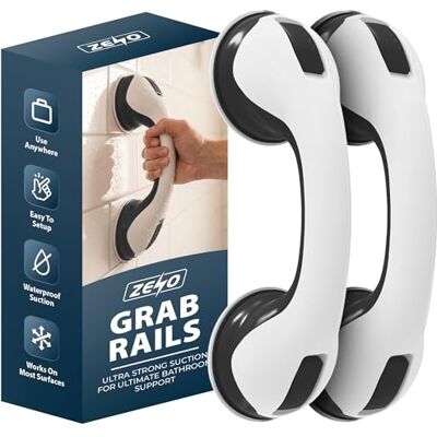 ZENO Grab Rails for Bathroom 2PCS Support Grab Handle Bathroom Grab Rails Disability Aid Suitable for Bath & Shower No Fixings Needed for Bathroom Suction Cup Safety Handle ZENO Grab Rails for Bathroom 2PCS Support Grab Handle Bathroom Grab Rails Disability Aid Suitable for Bath & Shower No Fixings Needed for Bathroom Suction Cup Safety Handle