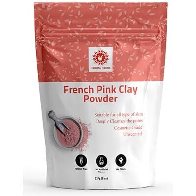 Hebhac Herbs French Pink Clay Powder Pink Clay powder for Soap Making Clay powder for Face Masks, Soaps etc (227g (8oz)) Hebhac Herbs French Pink Clay Powder Pink Clay powder for Soap Making Clay powder for Face Masks, Soaps etc (227g (8oz))