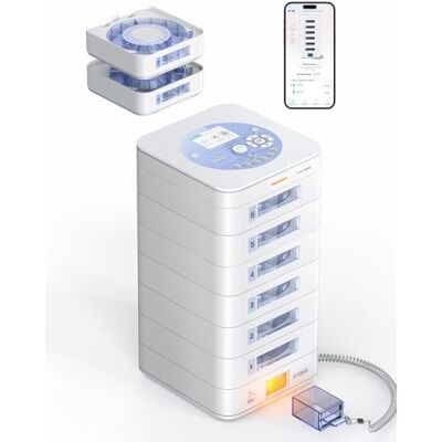 Ideerfit 84-Day Automatic Pill Dispenser, 6 Trays, App & LCD White, On-device setup, App setup, LCD display, Digital lock, Sound and light alerts Ideerfit 84-Day Automatic Pill Dispenser, 6 Trays, App & LCD White, On-device setup, App setup, LCD display, Digital lock, Sound and light alerts