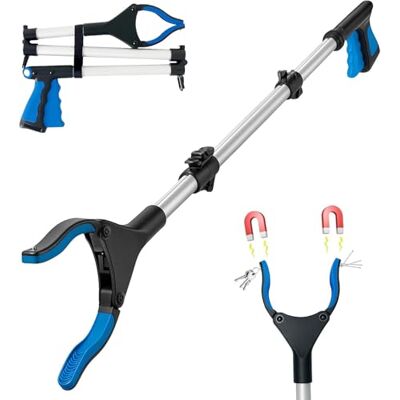 Five Star Litter Pickers Foldable Reacher Grabber Stick – 360° Rotating Magnetic Anti-Slip Claws – Grabbers for Disabled – Lightweight Litter Picker for Adults with Strong Grip & Long Reach (Blue, 36 Inch) Five Star Litter Pickers Foldable Reacher Grabber Stick – 360° Rotating Magnetic Anti-Slip Claws – Grabbers for Disabled – Lightweight Litter Picker for Adults with Strong Grip & Long Reach (Blue, 36 Inch)