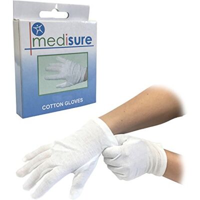 Medisure 12 PAIRS OF LARGE WHITE MOISTURISING ECZEMA LINING INDIVIDUALLY BOXED 100% COTTON GLOVES Medisure 12 PAIRS OF LARGE WHITE MOISTURISING ECZEMA LINING INDIVIDUALLY BOXED 100% COTTON GLOVES