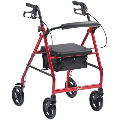 DRIVE DEVILBISS HEALTHCARE Drive Devilbiss R8 Red Aluminium Rollator with Padded Seat and Vinyl Underseat Bag DRIVE DEVILBISS HEALTHCARE Drive Devilbiss R8 Red Aluminium Rollator with Padded Seat and Vinyl Underseat Bag