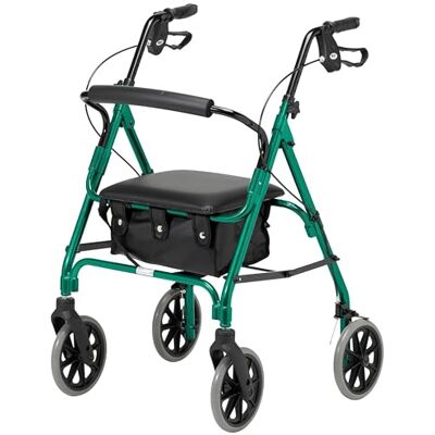 Days Lightweight Folding Rollator Walker with Seat – X-Small, Green Days Lightweight Folding Rollator Walker with Seat – X-Small, Green