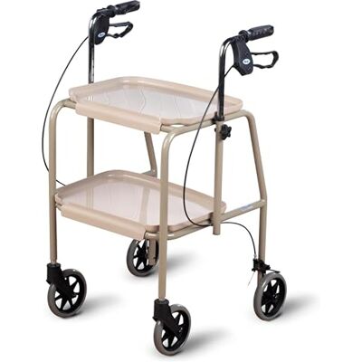 Homecraft Mobility Walker Trolley with Wheels Adjustable Walking Frame with Trays, Walking Aid for Elderly, Lightweight Mobility Aid with Hand Brakes, Compact Rollator for Indoor Use Beige Homecraft Mobility Walker Trolley with Wheels Adjustable Walking Frame with Trays, Walking Aid for Elderly, Lightweight Mobility Aid with Hand Brakes, Compact Rollator for Indoor Use Beige