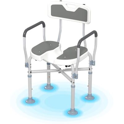 HOMCOM - Padded Bath Chair - Grey - Bath Chair HOMCOM - Padded Bath Chair - Grey - Bath Chair