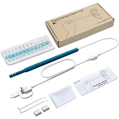 MASO USB Ear Endoscope 3 in 1 Digital Otoscope Inspection Camera Earwax Removal HD Visual Earpick Tool with Adjustable 6 LED Lights for Android and PC (Blue) MASO USB Ear Endoscope 3 in 1 Digital Otoscope Inspection Camera Earwax Removal HD Visual Earpick Tool with Adjustable 6 LED Lights for Android and PC (Blue)
