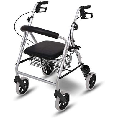 GLJTUO Shopping Rollator Seniors Walker Walking e Aid Lightweight Mobility Trolley Stroller Scooter Foldable with Seat and Basket 4 Wheels for Eldly Double The Co, GLJTUO Shopping Rollator Seniors Walker Walking e Aid Lightweight Mobility Trolley Stroller Scooter Foldable with Seat and Basket 4 Wheels for Eldly Double The Co,