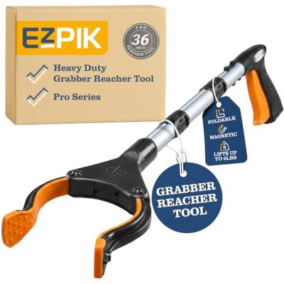 EZPIK 81cm/36in Litter Pickers Grabber Stick, Helping Hand Grabbers Dressing Aid Stick for Disabled, Adults, and Elderly, Heavy Duty Long Handled Pick Up Stick Grabber (2 Pack, Silver) EZPIK 81cm/36in Litter Pickers Grabber Stick, Helping Hand Grabbers Dressing Aid Stick for Disabled, Adults, and Elderly, Heavy Duty Long Handled Pick Up Stick Grabber (2 Pack, Silver)