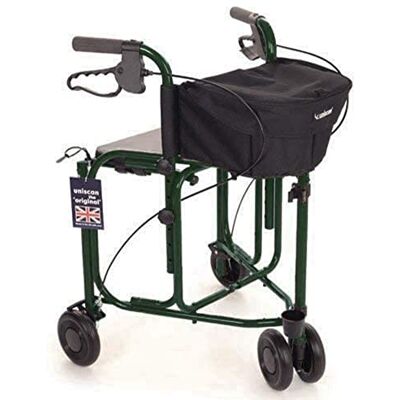NRS Uniscan Triumph 4 Wheeled Rollator with Bag and Seat, Green, Large NRS Uniscan Triumph 4 Wheeled Rollator with Bag and Seat, Green, Large