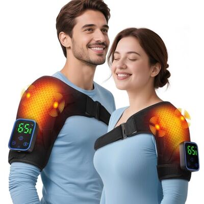 JDKJAG App Control Heated Shoulder Pad, 3 Modes & 6 Heat Settings Shoulder Massage Device, Wireless Heated Shoulder Massage Pad, with 5000 mAh Battery & LED Touch Panel, Gifts for Men Women (B) JDKJAG App Control Heated Shoulder Pad, 3 Modes & 6 Heat Settings Shoulder Massage Device, Wireless Heated Shoulder Massage Pad, with 5000 mAh Battery & LED Touch Panel, Gifts for Men Women (B)