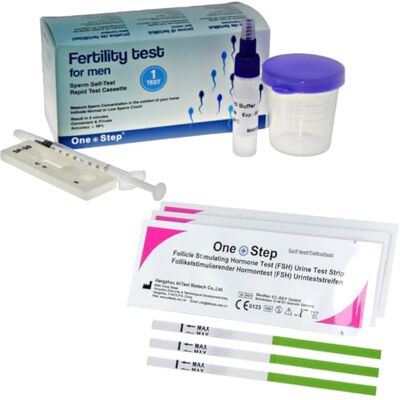 One Step Comprehensive Couples Fertility Test Kit – Female Fertility FSH Strips & Male Sperm Count Test – Easy, Accurate Home Testing for Men and Women One Step Comprehensive Couples Fertility Test Kit – Female Fertility FSH Strips & Male Sperm Count Test – Easy, Accurate Home Testing for Men and Women