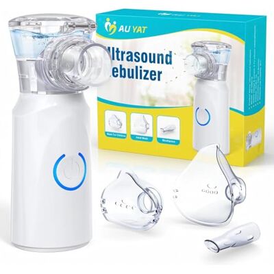 AU YAT Ultrasonic Nebuliser Machine for Adults, Rechargeable Portable Nebuliser for Adults & Kids, Silent Nebuliser for Kids with 2 Masks and Mouthpiece, Handled Nebulizer for Home-Pure White AU YAT Ultrasonic Nebuliser Machine for Adults, Rechargeable Portable Nebuliser for Adults & Kids, Silent Nebuliser for Kids with 2 Masks and Mouthpiece, Handled Nebulizer for Home-Pure White