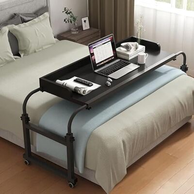 MEYEBP Bedtable Overbed Table with Wheels, Adjustable Height Over The Bed Table King Size, Rolling Desk Over Bed for Hospital and Home MEYEBP Bedtable Overbed Table with Wheels, Adjustable Height Over The Bed Table King Size, Rolling Desk Over Bed for Hospital and Home