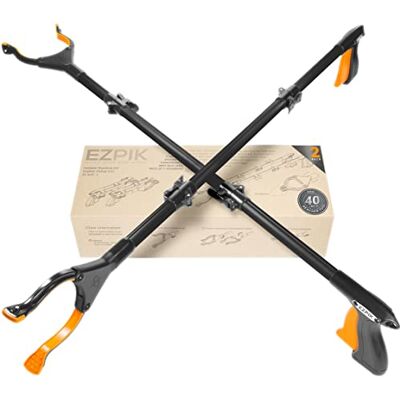 EZPIK 101cm/40in Litter Pickers Grabber Stick, Helping Hand Grabbers Dressing Aid Stick for Disabled, Adults, and Elderly, Heavy Duty Long Handled Pick Up Stick Grabber (Silver) EZPIK 101cm/40in Litter Pickers Grabber Stick, Helping Hand Grabbers Dressing Aid Stick for Disabled, Adults, and Elderly, Heavy Duty Long Handled Pick Up Stick Grabber (Silver)