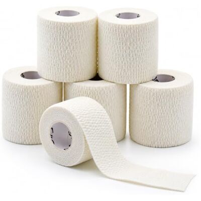 Meglio Stretch & Tear Adhesive Bandage, 6 Rolls, 2.5cm x 4.5m, White Meglio Stretch & Tear Adhesive Bandage, 6 Rolls, 2.5cm x 4.5m, White