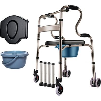 SBCGFY Walker for Seniors Rollator Geriatric Elderly Walker Foldable with 4 Wheels, Rolling Rollators Adjustable Height Mobility Aid Walking Frame,A,Grey Star of Light,Grey-E SBCGFY Walker for Seniors Rollator Geriatric Elderly Walker Foldable with 4 Wheels, Rolling Rollators Adjustable Height Mobility Aid Walking Frame,A,Grey Star of Light,Grey-E