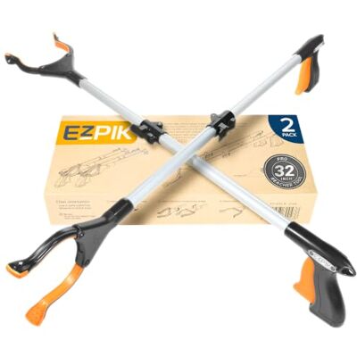 EZPIK 81cm/32in Litter Pickers Grabber Stick, Helping Hand Grabbers Dressing Aid Stick for Disabled, Adults, and Elderly, Heavy Duty Long Handled Pick Up Stick Grabber (2 Pack, Black) EZPIK 81cm/32in Litter Pickers Grabber Stick, Helping Hand Grabbers Dressing Aid Stick for Disabled, Adults, and Elderly, Heavy Duty Long Handled Pick Up Stick Grabber (2 Pack, Black)
