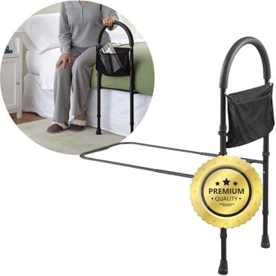 OrtoPrime Bed Rail for Elderly – Adjustable Bed Grab Rail with Padded Handle & Pocket – Adult Bed Guard Rail for Safety & Support – Foldable Bed Assist Rail for Getting In and Out of Bed OrtoPrime Bed Rail for Elderly – Adjustable Bed Grab Rail with Padded Handle & Pocket – Adult Bed Guard Rail for Safety & Support – Foldable Bed Assist Rail for Getting In and Out of Bed