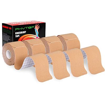 PHYTOP Kinesiology Tape Pre Cut Beige Physio Tape Strips for Muscle, Joints& Tendons Pre-Cut Knee Support Tape (4 Rolls, 80 Strips) PHYTOP Kinesiology Tape Pre Cut Beige Physio Tape Strips for Muscle, Joints& Tendons Pre-Cut Knee Support Tape (4 Rolls, 80 Strips)