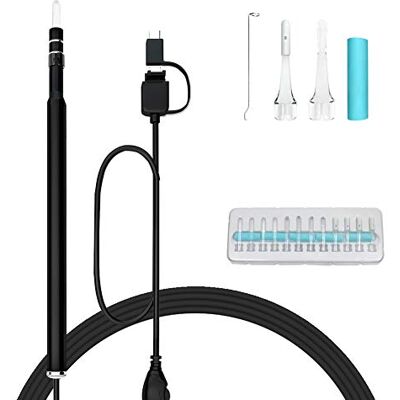 MASO USB Ear Endoscope 3 in 1 Digital Otoscope Inspection Camera Earwax Removal HD Visual Earpick Tool with Adjustable 6 LED Lights for Android and PC (Black) MASO USB Ear Endoscope 3 in 1 Digital Otoscope Inspection Camera Earwax Removal HD Visual Earpick Tool with Adjustable 6 LED Lights for Android and PC (Black)