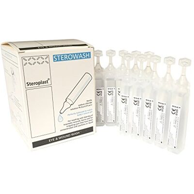 Steroplast 25 x 20ML STEROWASH STERILE SODIUM CHLORIDE MEDICAL FIRST AID WOUND CLEANING EYE WASH CLEANSER Steroplast 25 x 20ML STEROWASH STERILE SODIUM CHLORIDE MEDICAL FIRST AID WOUND CLEANING EYE WASH CLEANSER