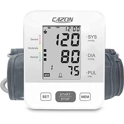 CAZON Blood Pressure Monitors Large Cuff Blood Pressure Machine BP Monitor Upper Arm BP Cuff for Home Use Heart Rate Hypertension Monitor, Cuff 22-40cm LCD Display (White) CAZON Blood Pressure Monitors Large Cuff Blood Pressure Machine BP Monitor Upper Arm BP Cuff for Home Use Heart Rate Hypertension Monitor, Cuff 22-40cm LCD Display (White)