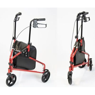 NRS Healthcare 3 Wheel Steel Rollator - Red - Walking Frame NRS Healthcare 3 Wheel Steel Rollator - Red - Walking Frame