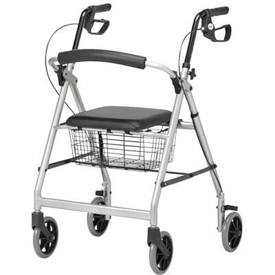 Homecraft Four Wheeled Rollator Walker with Cable Brakes, Padded Seat and Backrest, Underseat Basket, Lightweight Foldable Aluminium Frame, Lockable Brakes, Walking Mobility Aid, Swivel Wheels, Quartz Homecraft Four Wheeled Rollator Walker with Cable Brakes, Padded Seat and Backrest, Underseat Basket, Lightweight Foldable Aluminium Frame, Lockable Brakes, Walking Mobility Aid, Swivel Wheels, Quartz