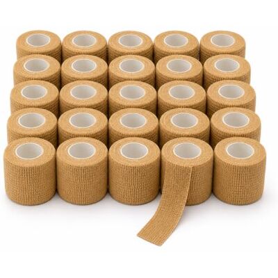 Meglio Cohesive Bandage, 24 Rolls, 5cm x 4.5m, Beige, Self Adhesive Meglio Cohesive Bandage, 24 Rolls, 5cm x 4.5m, Beige, Self Adhesive